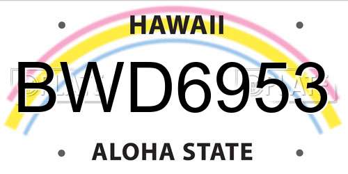 BWD6953 Hawaii License Plate