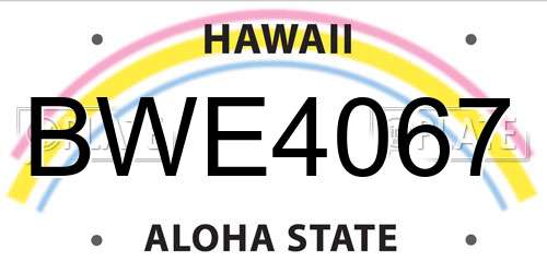 BWE4067 Hawaii License Plate