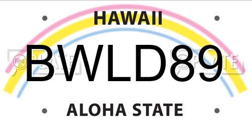 BWLD89 Hawaii License Plate