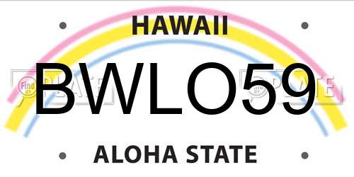 BWLO59 Hawaii License Plate