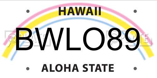 BWLO89 Hawaii License Plate