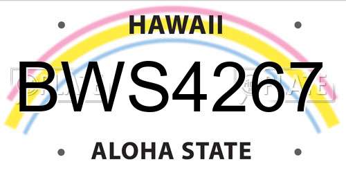 BWS4267 Hawaii License Plate