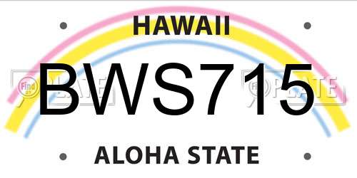 BWS715 Hawaii License Plate