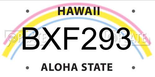 BXF293 Hawaii License Plate