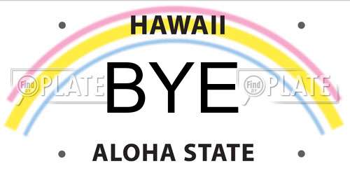 BYE Hawaii License Plate