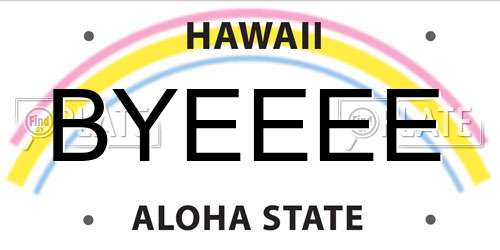 BYEEEE Hawaii License Plate