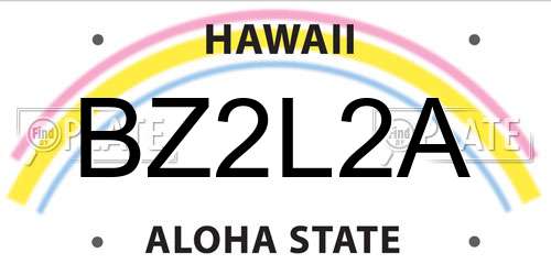 BZ2L2A Hawaii License Plate