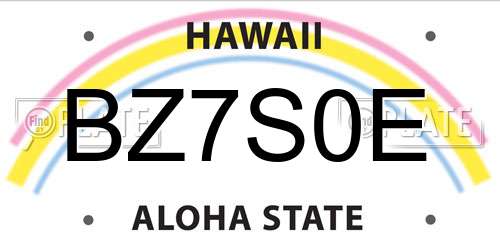BZ7S0E Hawaii License Plate