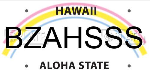 BZAHSSS Hawaii License Plate