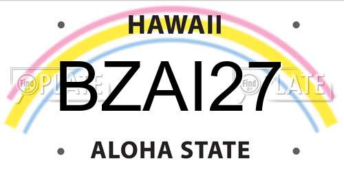 BZAI27 Hawaii License Plate