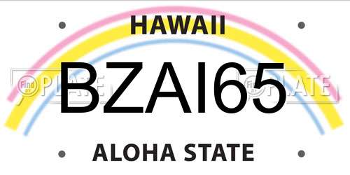 BZAI65 Hawaii License Plate