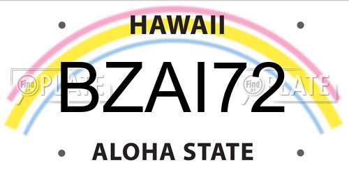 BZAI72 Hawaii License Plate