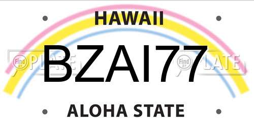 BZAI77 Hawaii License Plate