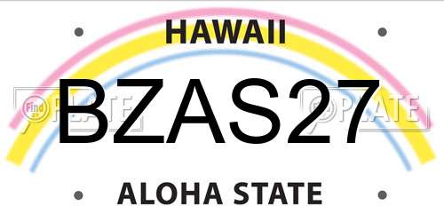 BZAS27 Hawaii License Plate