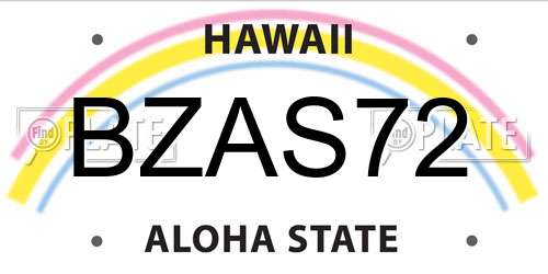 BZAS72 Hawaii License Plate