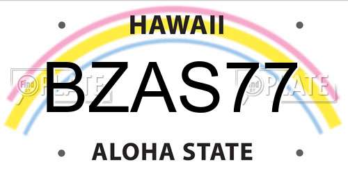 BZAS77 Hawaii License Plate