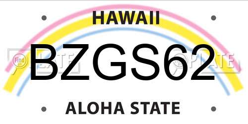 BZGS62 Hawaii License Plate