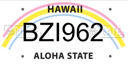 BZI962 Hawaii License Plate