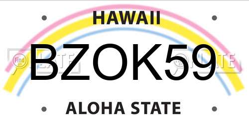 BZOK59 Hawaii License Plate