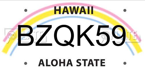 BZQK59 Hawaii License Plate