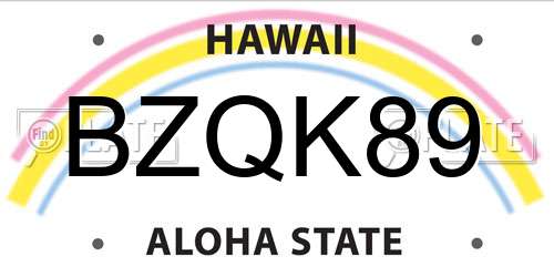 BZQK89 Hawaii License Plate