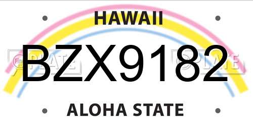 BZX9182 Hawaii License Plate