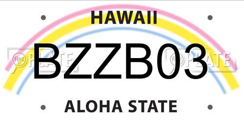 BZZB03 Hawaii License Plate