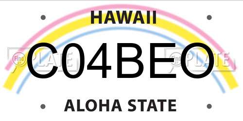 C04BEO Hawaii License Plate
