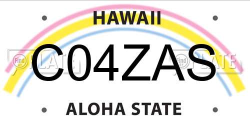 C04ZAS Hawaii License Plate