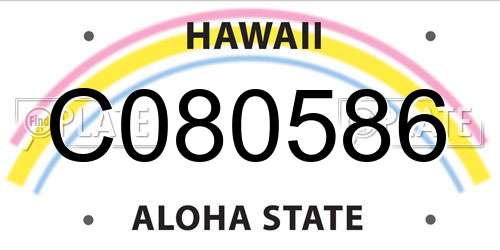 C080586 Hawaii License Plate