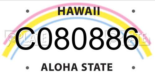 C080886 Hawaii License Plate