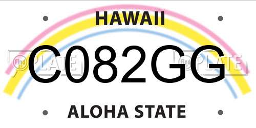 C082GG Hawaii License Plate