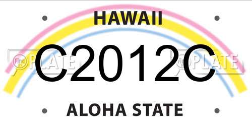C2012C Hawaii License Plate