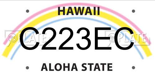 C223EC Hawaii License Plate