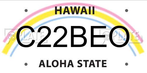 C22BEO Hawaii License Plate