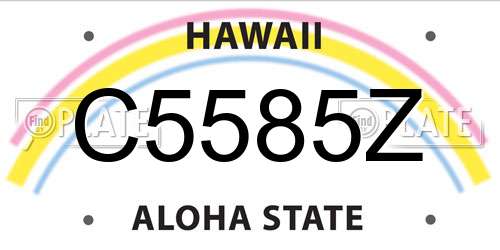 C5585Z Hawaii License Plate