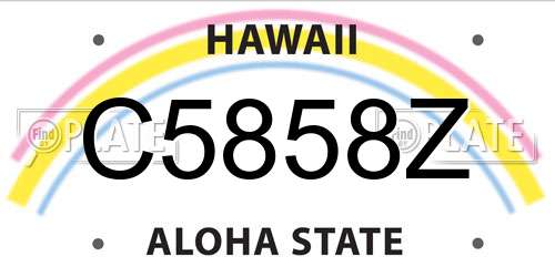 C5858Z Hawaii License Plate