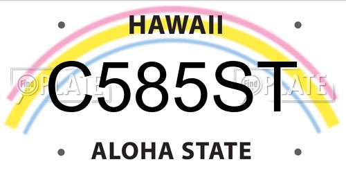 C585ST Hawaii License Plate