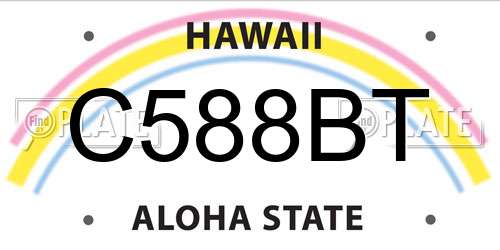 C588BT Hawaii License Plate