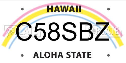 C58SBZ Hawaii License Plate