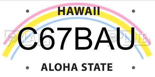 C67BAU Hawaii License Plate