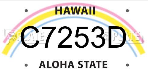 C7253D Hawaii License Plate