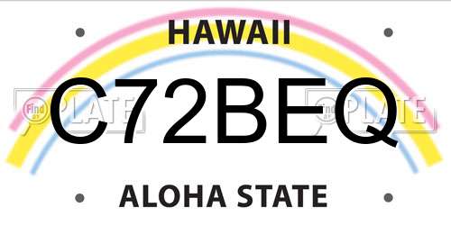 C72BEQ Hawaii License Plate