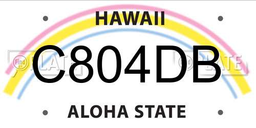 C804DB Hawaii License Plate