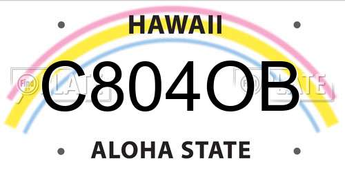 C804OB Hawaii License Plate