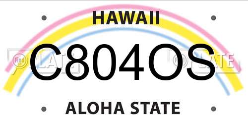 C804OS Hawaii License Plate