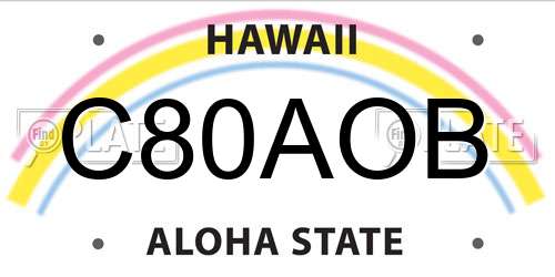 C80AOB Hawaii License Plate