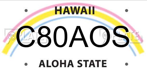C80AOS Hawaii License Plate