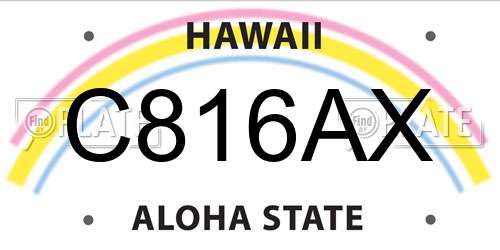 C816AX Hawaii License Plate