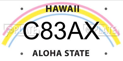 C83AX Hawaii License Plate